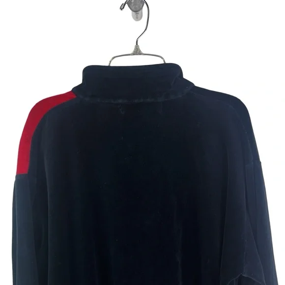 Vintage Retro 80's/90's Velvety Velour Color Block 3/4 Zip Pullover Sweatshirt - Picture 6 of 14